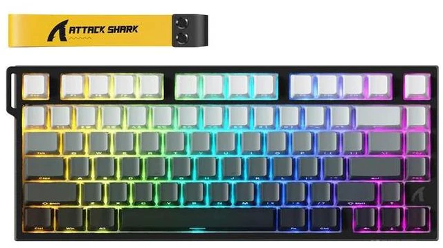 Main image of ATTACK SHARK R82HE 75% Wired Hall Effect Gaming Keyboard, 8K Polling, 0.005mm Rapid Trigger, 0.08ms Latency, Adjustable Actuation, 80-Key Magnetic Switch Keyboard, RGB, NKRO Black Gradient