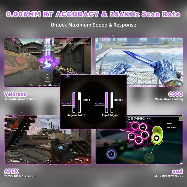 Alt view image 3 of 7 - ATTACK SHARK R82HE 75% Wired Hall Effect Gaming Keyboard, 8K Polling, 0.005mm Rapid Trigger, 0.08ms Latency, Adjustable Actuation, 80-Key Magnetic Switch Keyboard, RGB, NKRO Black Gradient