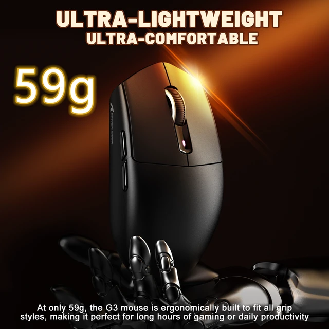 Alt view image 4 of 7 - ATTACK SHARK G3 59g Lightweight Gaming Mouse, PAW3311 25K DPI, Tri-Mode Wireless, 1000Hz Polling Rate, BK52820 Chip, 500mAh Battery