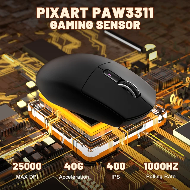 Alt view image 5 of 7 - ATTACK SHARK G3 59g Lightweight Gaming Mouse, PAW3311 25K DPI, Tri-Mode Wireless, 1000Hz Polling Rate, BK52820 Chip, 500mAh Battery