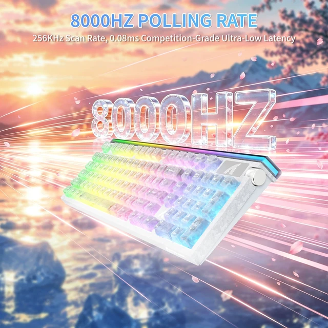Alt view image 3 of 7 - ATTACK SHARK R98 HE 98% Gaming Keyboard, Hall Effect Magnetic Switches, 8K Polling, 0.005mm Rapid Trigger, RGB White