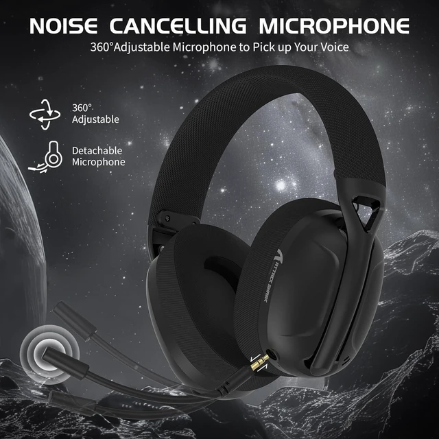 Alt view image 4 of 7 - ATTACK SHARK L80 Wireless Gaming Headset, Tri-Mode 2.4GHz/Bluetooth/3.5mm, 40mm Drivers, Detachable Noise-Canceling Mic, Up to 50H Playtime, Low-Latency Headphones for PS5 PS4 PC Mobile
