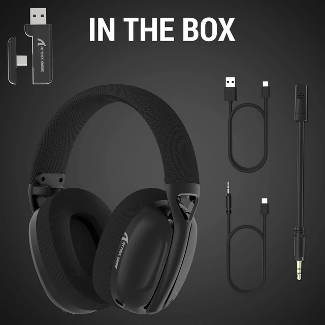 Alt view image 7 of 7 - ATTACK SHARK L80 Wireless Gaming Headset, Tri-Mode 2.4GHz/Bluetooth/3.5mm, 40mm Drivers, Detachable Noise-Canceling Mic, Up to 50H Playtime, Low-Latency Headphones for PS5 PS4 PC Mobile