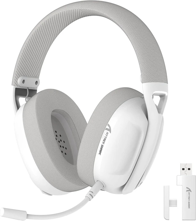 Main image of ATTACK SHARK L80 Wireless Gaming Headset, Tri-Mode 2.4GHz/Bluetooth/3.5mm, 40mm Drivers, Detachable Noise-Canceling Mic, Up to 50H Playtime, Low-Latency Headphones for PS5 PS4 PC Mobile White