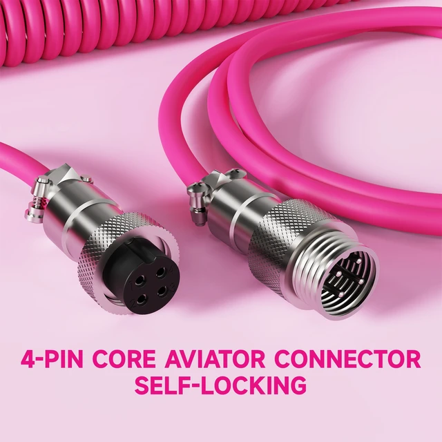 Alt view image 5 of 7 - ATTACK SHARK C01ULTRA Coiled USB-C Cable, Transparent Double TPU Sleeve, RGB Metal Aviator Connector, Type-C to USB-A for Mechanical Keyboard, Gaming & Devices White Berry Red