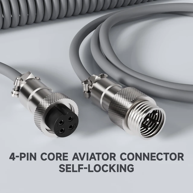 Alt view image 5 of 7 - ATTACK SHARK C01ULTRA Coiled USB-C Cable, Transparent Double TPU Sleeve, RGB Metal Aviator Connector, Type-C to USB-A for Mechanical Keyboard, Gaming & Devices White Gray