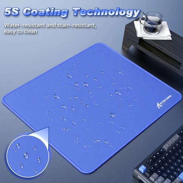 Alt view image 4 of 7 - ATTACK SHARK CM02 Gaming Mouse Pad, 17.72 x 15.75 x 0.16 in, High-Density Fiber Surface, Low Friction, 4mm Non-Slip Natural Rubber Base, Micro-Knit Stitched Edges Blue