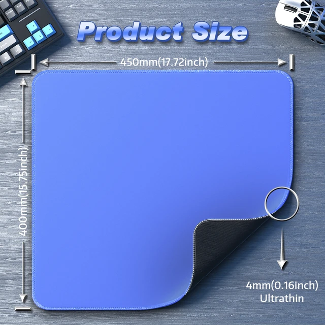 Alt view image 7 of 7 - ATTACK SHARK CM02 Gaming Mouse Pad, 17.72 x 15.75 x 0.16 in, High-Density Fiber Surface, Low Friction, 4mm Non-Slip Natural Rubber Base, Micro-Knit Stitched Edges Blue