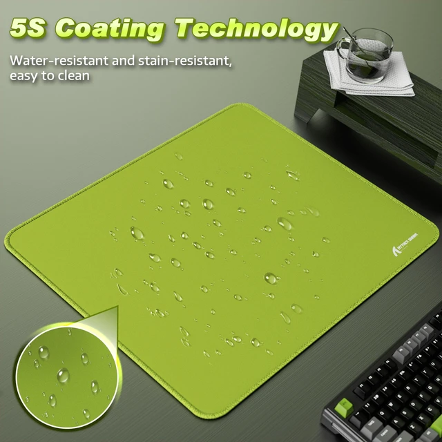 Alt view image 4 of 7 - ATTACK SHARK CM02 Gaming Mouse Pad, 17.72 x 15.75 x 0.16 in, High-Density Fiber Surface, Low Friction, 4mm Non-Slip Natural Rubber Base, Micro-Knit Stitched Edges Green
