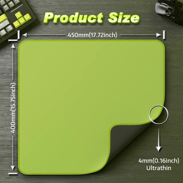 Alt view image 7 of 7 - ATTACK SHARK CM02 Gaming Mouse Pad, 17.72 x 15.75 x 0.16 in, High-Density Fiber Surface, Low Friction, 4mm Non-Slip Natural Rubber Base, Micro-Knit Stitched Edges Green