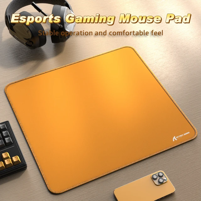 Alt view image 2 of 7 - ATTACK SHARK CM02 Gaming Mouse Pad, 17.72 x 15.75 x 0.16 in, High-Density Fiber Surface, Low Friction, 4mm Non-Slip Natural Rubber Base, Micro-Knit Stitched Edges Orange