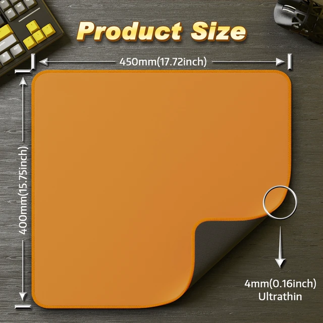 Alt view image 7 of 7 - ATTACK SHARK CM02 Gaming Mouse Pad, 17.72 x 15.75 x 0.16 in, High-Density Fiber Surface, Low Friction, 4mm Non-Slip Natural Rubber Base, Micro-Knit Stitched Edges Orange