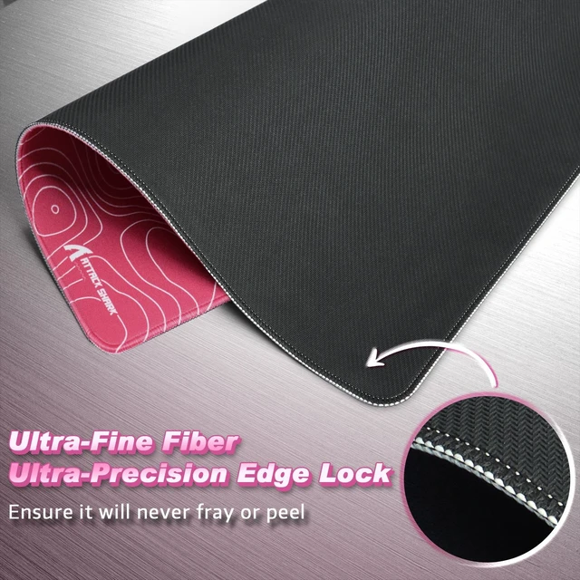 Alt view image 5 of 7 - ATTACK SHARK CM02 Gaming Mouse Pad, 17.72 x 15.75 x 0.16 in, High-Density Fiber Surface, Low Friction, 4mm Non-Slip Natural Rubber Base, Micro-Knit Stitched Edges Pink Contour
