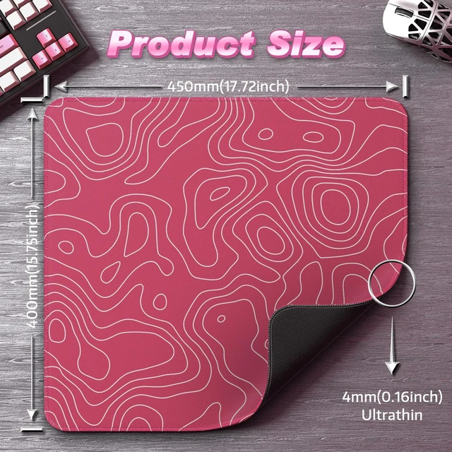 Alt view image 7 of 7 - ATTACK SHARK CM02 Gaming Mouse Pad, 17.72 x 15.75 x 0.16 in, High-Density Fiber Surface, Low Friction, 4mm Non-Slip Natural Rubber Base, Micro-Knit Stitched Edges Pink Contour