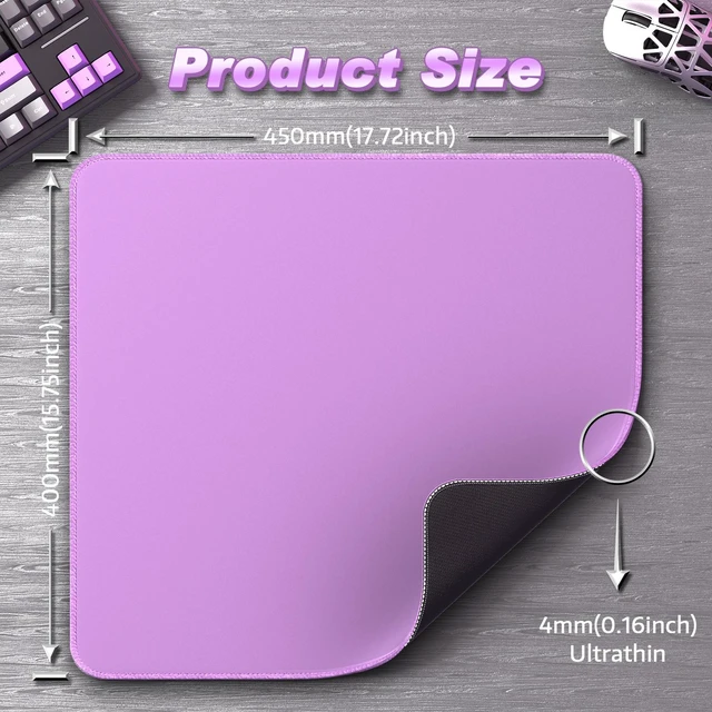 Alt view image 7 of 7 - ATTACK SHARK CM02 Gaming Mouse Pad, 17.72 x 15.75 x 0.16 in, High-Density Fiber Surface, Low Friction, 4mm Non-Slip Natural Rubber Base, Micro-Knit Stitched Edges Purple