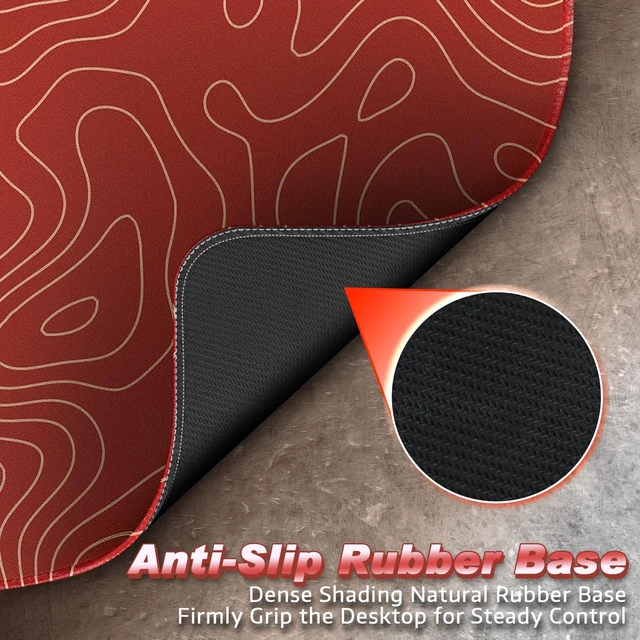 Alt view image 6 of 7 - ATTACK SHARK CM02 Gaming Mouse Pad, 17.72 x 15.75 x 0.16 in, High-Density Fiber Surface, Low Friction, 4mm Non-Slip Natural Rubber Base, Micro-Knit Stitched Edges Red Contour