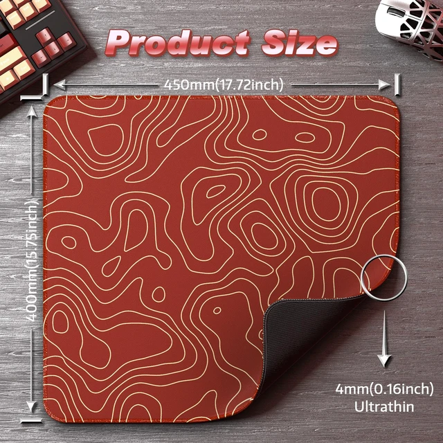 Alt view image 7 of 7 - ATTACK SHARK CM02 Gaming Mouse Pad, 17.72 x 15.75 x 0.16 in, High-Density Fiber Surface, Low Friction, 4mm Non-Slip Natural Rubber Base, Micro-Knit Stitched Edges Red Contour