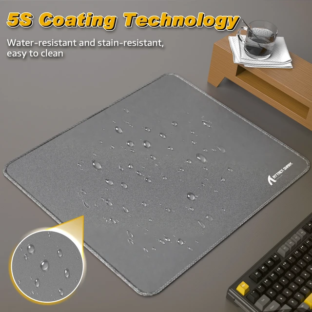 Alt view image 4 of 7 - ATTACK SHARK CM02 Gaming Mouse Pad, 17.72 x 15.75 x 0.16 in, High-Density Fiber Surface, Low Friction, 4mm Non-Slip Natural Rubber Base, Micro-Knit Stitched Edges Grey