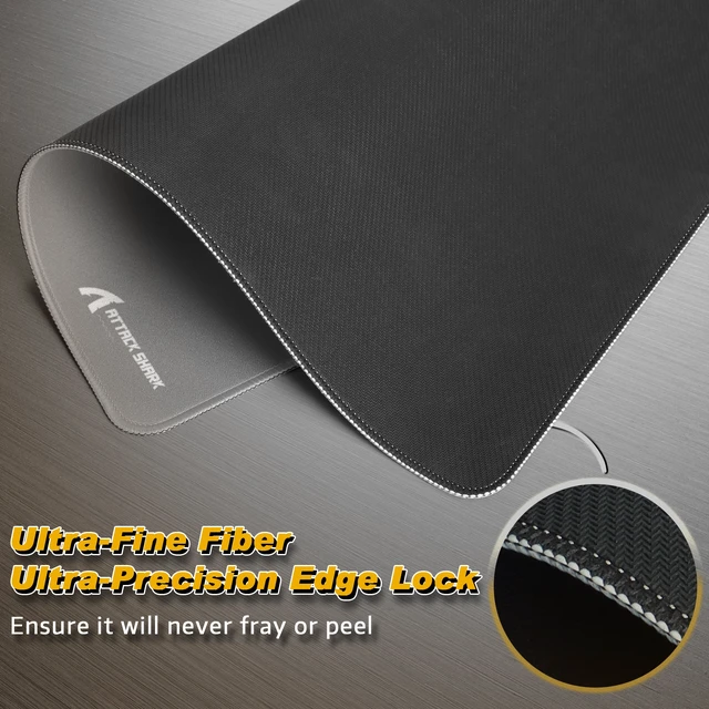 Alt view image 5 of 7 - ATTACK SHARK CM02 Gaming Mouse Pad, 17.72 x 15.75 x 0.16 in, High-Density Fiber Surface, Low Friction, 4mm Non-Slip Natural Rubber Base, Micro-Knit Stitched Edges Grey