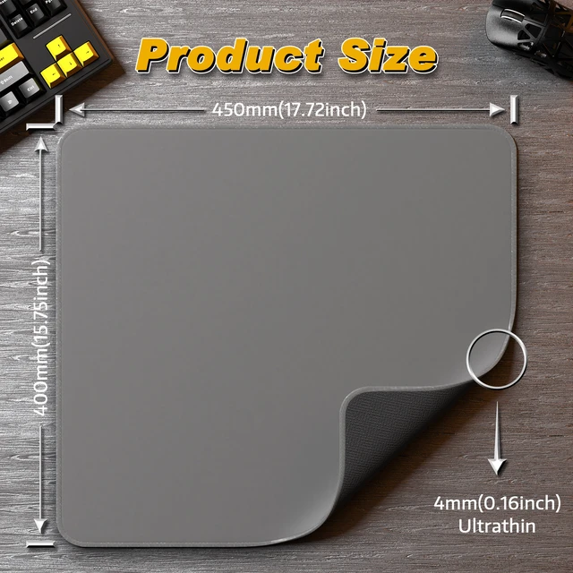 Alt view image 7 of 7 - ATTACK SHARK CM02 Gaming Mouse Pad, 17.72 x 15.75 x 0.16 in, High-Density Fiber Surface, Low Friction, 4mm Non-Slip Natural Rubber Base, Micro-Knit Stitched Edges Grey
