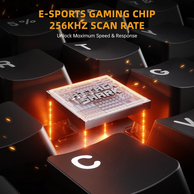 Alt view image 5 of 7 - ATTACK SHARK R68HE 60% Wired RT 8K Mechanical RGB TKL Gaming Keyboard-Black