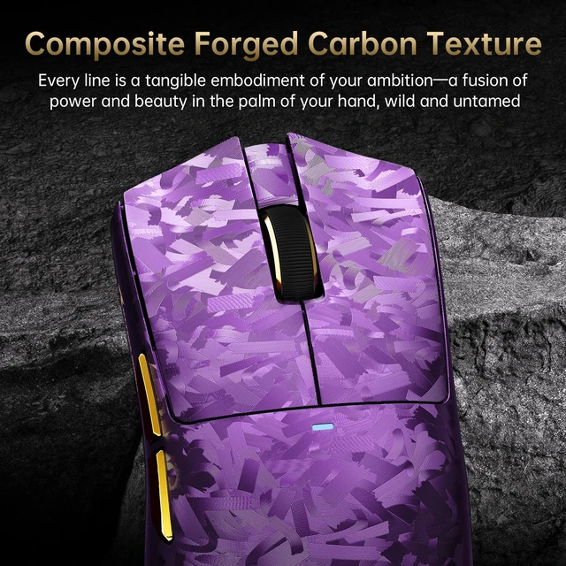 Alt view image 6 of 7 - ATTACK SHARK X11 Ultra Wireless Gaming Mouse, PAW3950MAX 42K DPI, Dual 8K Polling Rate, 63g Carbon Fiber, Nordic 54L15, Tri-Mode 2.4G/Bluetooth/Wired, 500mAh Purple