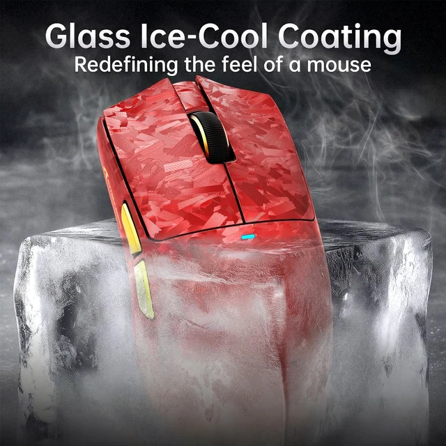 Alt view image 7 of 7 - ATTACK SHARK X11 Ultra Wireless Gaming Mouse, PAW3950MAX 42K DPI, Dual 8K Polling Rate, 63g Carbon Fiber, Nordic 54L15, Tri-Mode 2.4G/Bluetooth/Wired, 500mAh Red