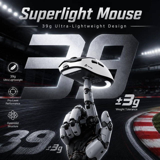 Alt view image 4 of 7 - ATTACK SHARK F1 AIR 39g Ultra Lightweight Wireless Gaming Mouse, PAW3955MAX 60K DPI, Nordic 54L15, Dual 8K, Tri-Mode, 720H Battery, Web Driver