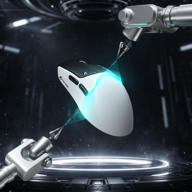 Alt view image 7 of 7 - ATTACK SHARK F1 AIR 39g Ultra Lightweight Wireless Gaming Mouse, PAW3955MAX 60K DPI, Nordic 54L15, Dual 8K, Tri-Mode, 720H Battery, Web Driver