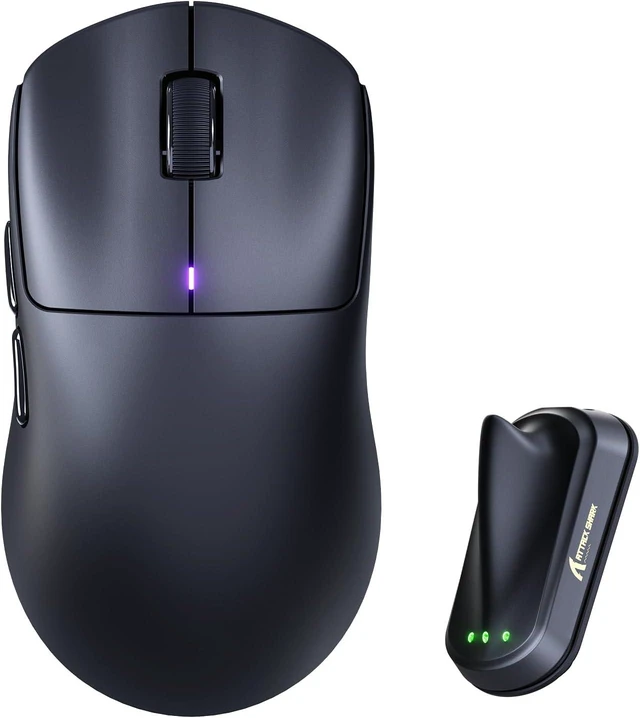 Main image of ATTACK SHARK F1 AIR 39g Ultra Lightweight Wireless Gaming Mouse, PAW3955MAX 60K DPI, Nordic 54L15, Dual 8K, Tri-Mode, 720H Battery, Web Driver Black