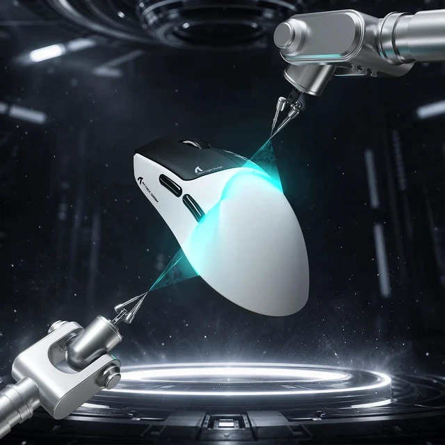 Alt view image 7 of 7 - ATTACK SHARK F1 AIR 39g Ultra Lightweight Wireless Gaming Mouse, PAW3955MAX 60K DPI, Nordic 54L15, Dual 8K, Tri-Mode, 720H Battery, Web Driver Black