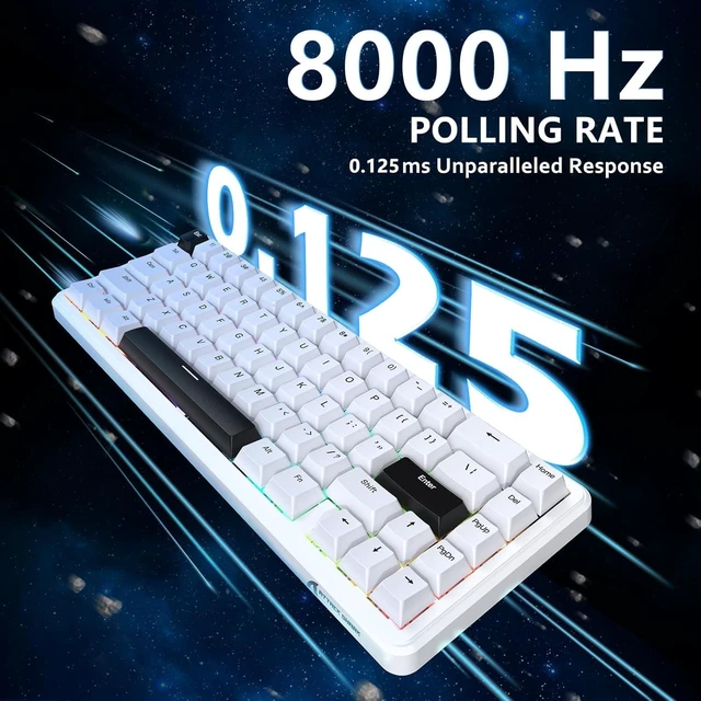 Alt view image 3 of 7 - ATTACK SHARK X65 HE 65% Hall Effect Gaming Keyboard, 8000Hz Polling Rate, Rapid Trigger, 0.1-3.4mm Adjustable Actuation, Magnetic Switch, 67 Keys, RGB, Hot-Swappable, Wired