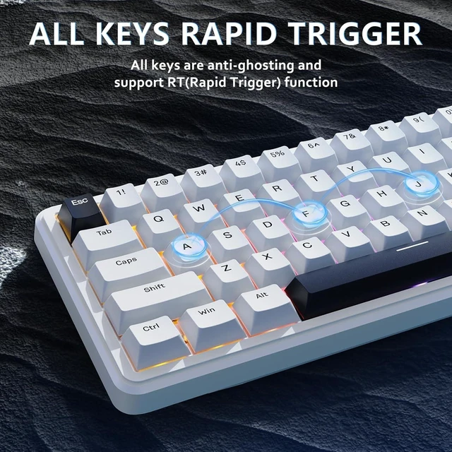 Alt view image 4 of 7 - ATTACK SHARK X65 HE 65% Hall Effect Gaming Keyboard, 8000Hz Polling Rate, Rapid Trigger, 0.1-3.4mm Adjustable Actuation, Magnetic Switch, 67 Keys, RGB, Hot-Swappable, Wired
