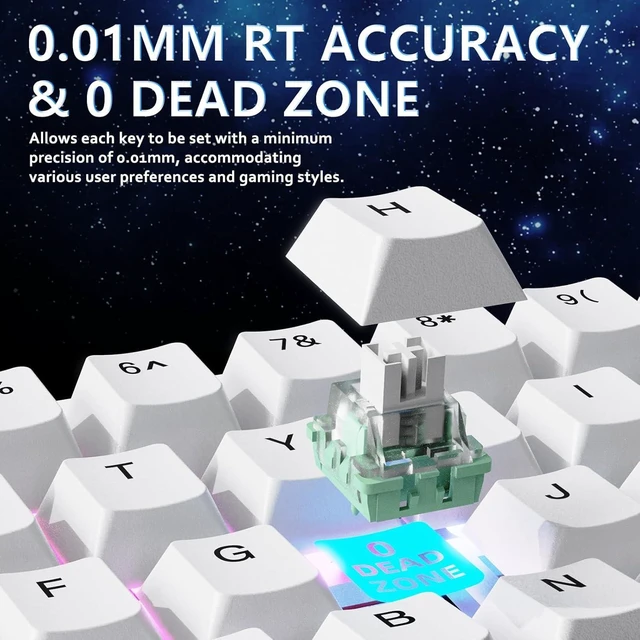 Alt view image 5 of 7 - ATTACK SHARK X65 HE 65% Hall Effect Gaming Keyboard, 8000Hz Polling Rate, Rapid Trigger, 0.1-3.4mm Adjustable Actuation, Magnetic Switch, 67 Keys, RGB, Hot-Swappable, Wired