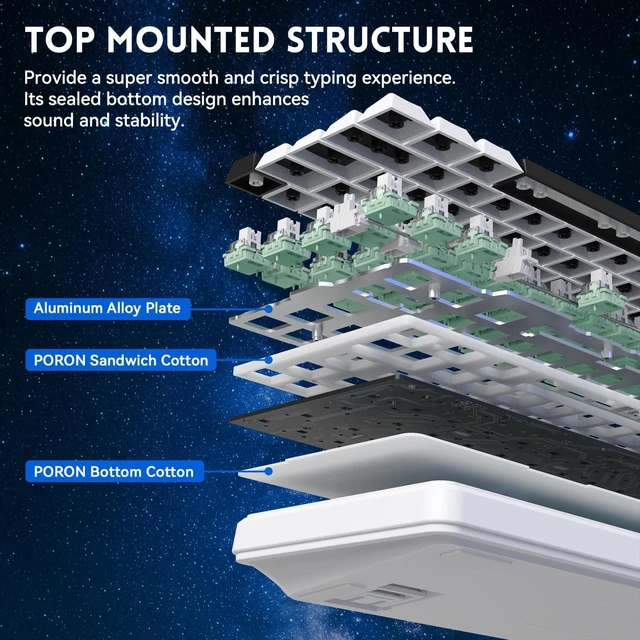 Alt view image 7 of 7 - ATTACK SHARK X65 HE 65% Hall Effect Gaming Keyboard, 8000Hz Polling Rate, Rapid Trigger, 0.1-3.4mm Adjustable Actuation, Magnetic Switch, 67 Keys, RGB, Hot-Swappable, Wired