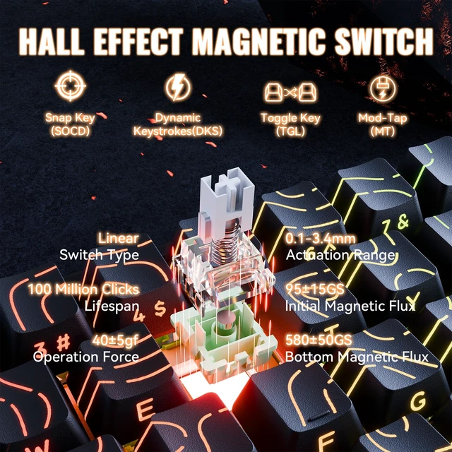 Alt view image 5 of 7 - ATTACK SHARK X68MAX HE 68-Key Magnetic Gaming Keyboard, CNC Aluminum, 8000Hz Polling, 0.08ms Latency, 0.005mm Precision, Rapid Trigger, RGB, PBT Keycaps