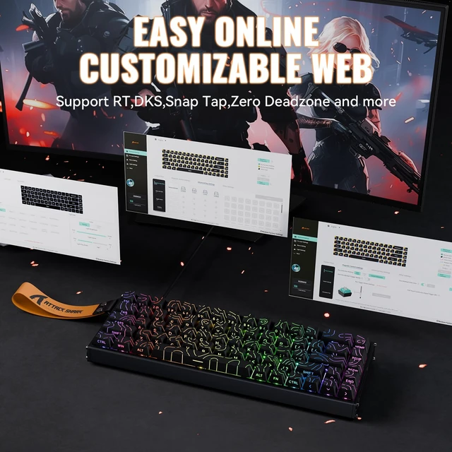 Alt view image 7 of 7 - ATTACK SHARK X68MAX HE 68-Key Magnetic Gaming Keyboard, CNC Aluminum, 8000Hz Polling, 0.08ms Latency, 0.005mm Precision, Rapid Trigger, RGB, PBT Keycaps
