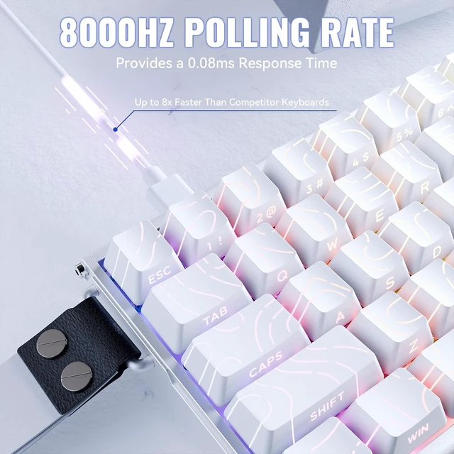 Alt view image 4 of 7 - ATTACK SHARK X68MAX HE 68-Key Magnetic Gaming Keyboard, CNC Aluminum, 8000Hz Polling, 0.08ms Latency, 0.005mm Precision, Rapid Trigger, RGB, PBT Keycaps White Contour