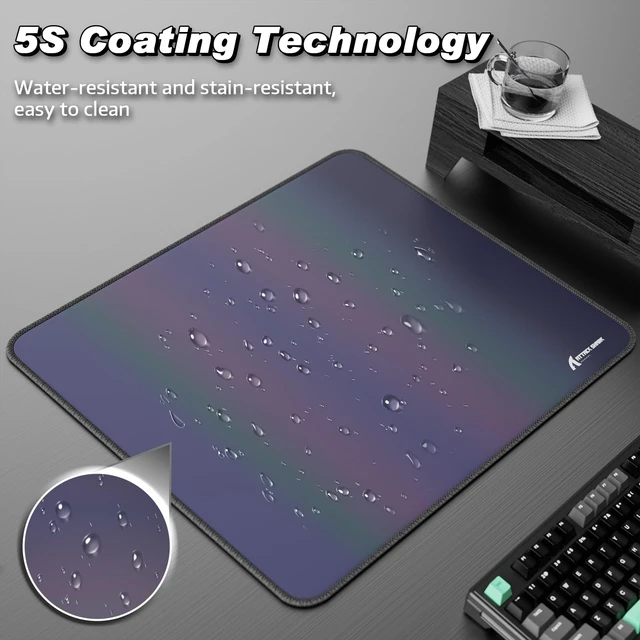 Alt view image 4 of 7 - ATTACK SHARK CM03 Iridescent Gaming Mouse Pad, High-Density Fiber Surface, 4mm Thick Rubber Base, Water & Stain Resistant, Non-Slip, Stitched Edges, PC Gaming Desk Mat