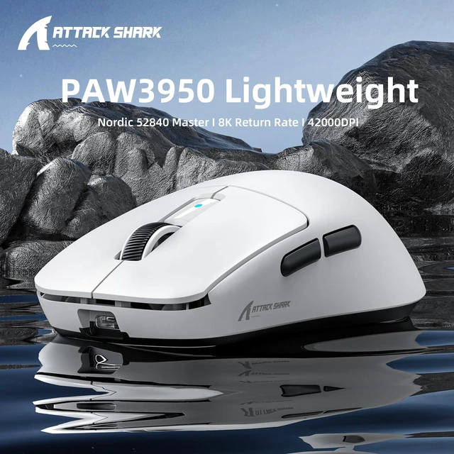 Alt view image 2 of 7 - TTACK SHARK R6 Ultra Lightweight Wireless Gaming Mouse, 38g, Tri-Mode 2.4G/Bluetooth/Wired, PAW3950 MAX 42K DPI Sensor, 8KHz Polling Rate, Nordic 52840, OMRON Optical Switch, 300mAh Battery, Web Drive