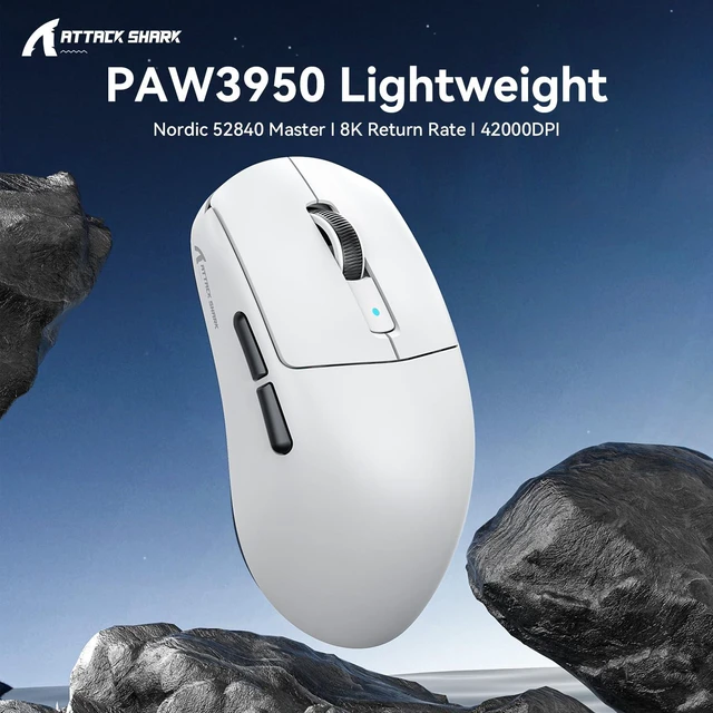 Alt view image 6 of 7 - TTACK SHARK R6 Ultra Lightweight Wireless Gaming Mouse, 38g, Tri-Mode 2.4G/Bluetooth/Wired, PAW3950 MAX 42K DPI Sensor, 8KHz Polling Rate, Nordic 52840, OMRON Optical Switch, 300mAh Battery, Web Drive