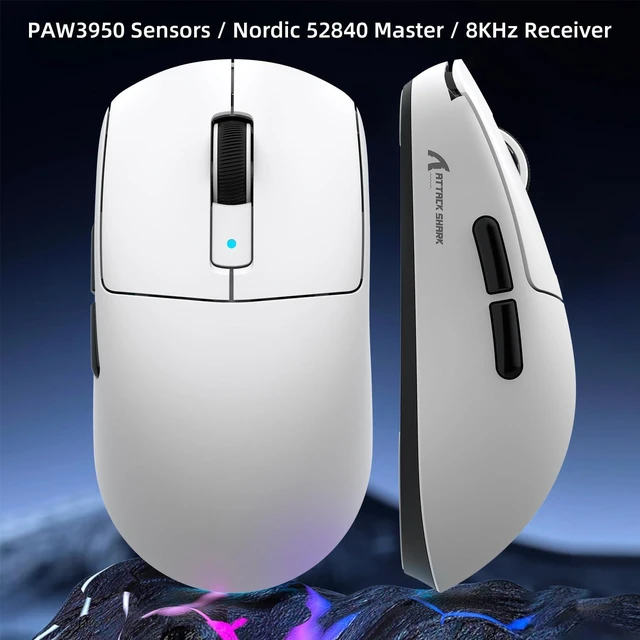 Alt view image 7 of 7 - TTACK SHARK R6 Ultra Lightweight Wireless Gaming Mouse, 38g, Tri-Mode 2.4G/Bluetooth/Wired, PAW3950 MAX 42K DPI Sensor, 8KHz Polling Rate, Nordic 52840, OMRON Optical Switch, 300mAh Battery, Web Drive