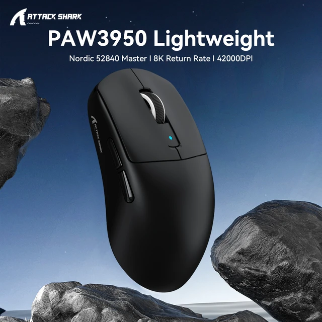Alt view image 6 of 7 - TTACK SHARK R6 Ultra Lightweight Wireless Gaming Mouse, 38g, Tri-Mode 2.4G/Bluetooth/Wired, PAW3950 MAX 42K DPI Sensor, 8KHz Polling Rate, Nordic 52840, OMRON Optical Switch, 300mAh Battery, Web Drive