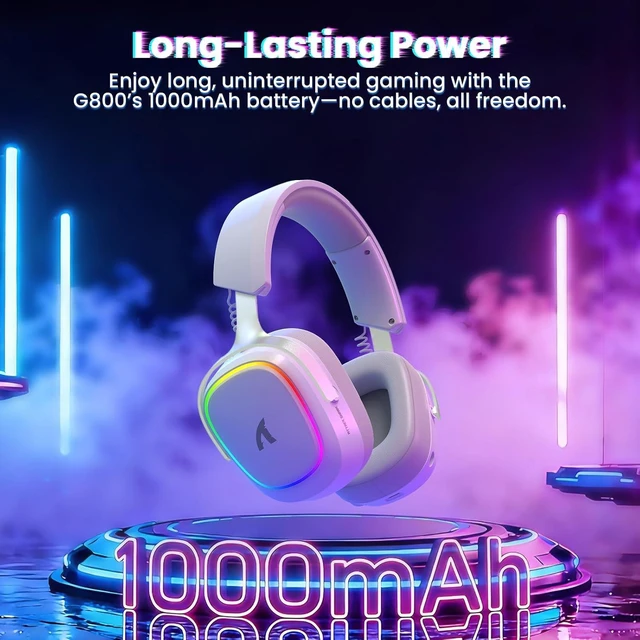 Alt view image 4 of 7 - ATTACK SHARK G800 Wireless Gaming Headset, Tri-Mode 2.4G/Bluetooth/Wired, 20ms Low Latency, 50mm HiFi Drivers, Virtual 7.1 Surround Sound, AI Noise-Canceling Mic, 1000mAh Battery, RGB, PC/PS5/Xbox