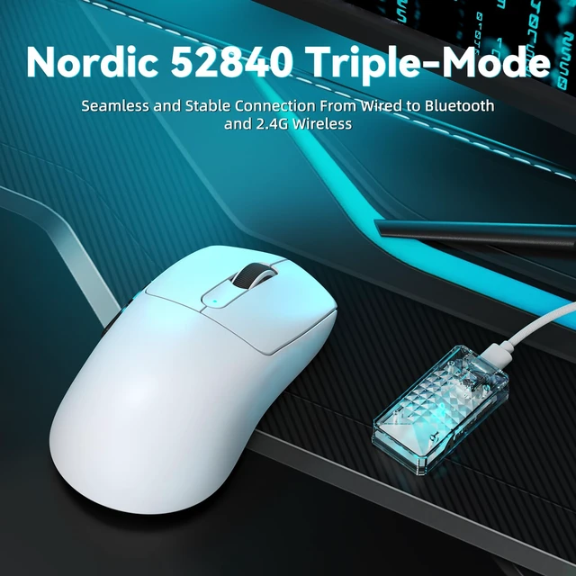 Alt view image 6 of 7 - ATTACK SHARK V5 Ultra-Light Gaming Mouse, 53g, PAW3950MAX 42K DPI, 8KHz, Tri-Mode Wireless, Nordic 52840, RGB Receiver