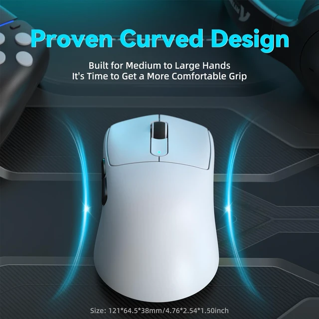 Alt view image 7 of 7 - ATTACK SHARK V5 Ultra-Light Gaming Mouse, 53g, PAW3950MAX 42K DPI, 8KHz, Tri-Mode Wireless, Nordic 52840, RGB Receiver