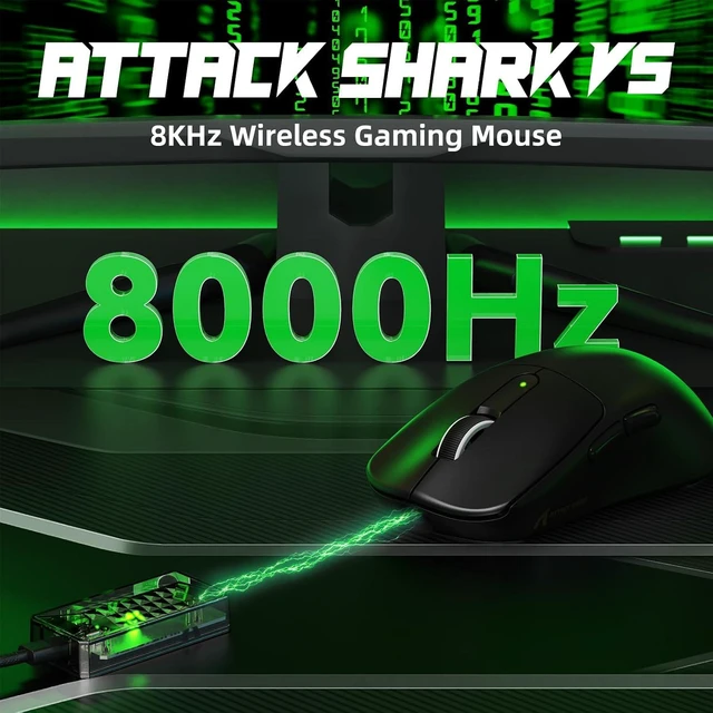 Alt view image 2 of 7 - ATTACK SHARK V5 Ultra-Light Gaming Mouse, 53g, PAW3950MAX 42K DPI, 8KHz, Tri-Mode Wireless, Nordic 52840, RGB Receiver Black