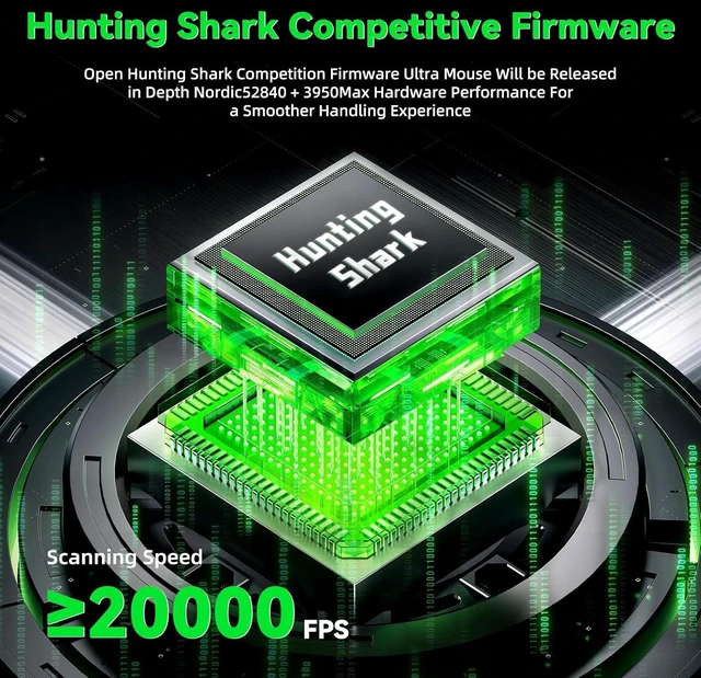 Alt view image 5 of 7 - ATTACK SHARK V5 Ultra-Light Gaming Mouse, 53g, PAW3950MAX 42K DPI, 8KHz, Tri-Mode Wireless, Nordic 52840, RGB Receiver Black