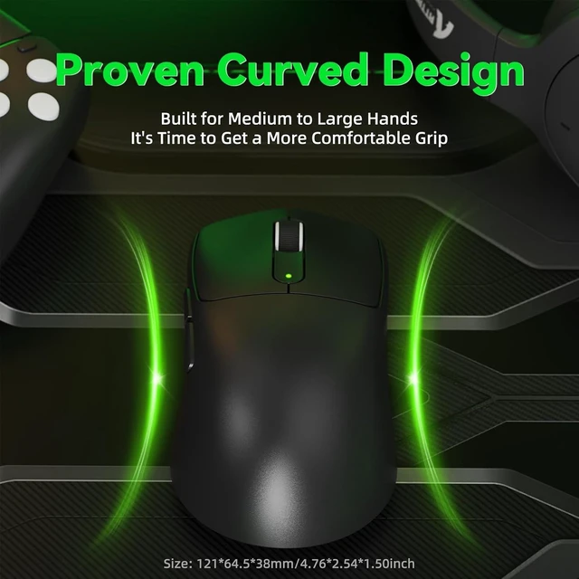 Alt view image 7 of 7 - ATTACK SHARK V5 Ultra-Light Gaming Mouse, 53g, PAW3950MAX 42K DPI, 8KHz, Tri-Mode Wireless, Nordic 52840, RGB Receiver Black