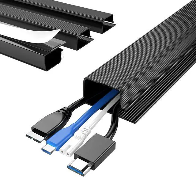 Main image of Delamu 4 Pack Cord Organizers for Desks, 62.8in Cable Organizer Cable Management Under Desk, Self Adhesive Wire Management Raceway, Desk Organizers and Accessories for Office&Home Organization, Black